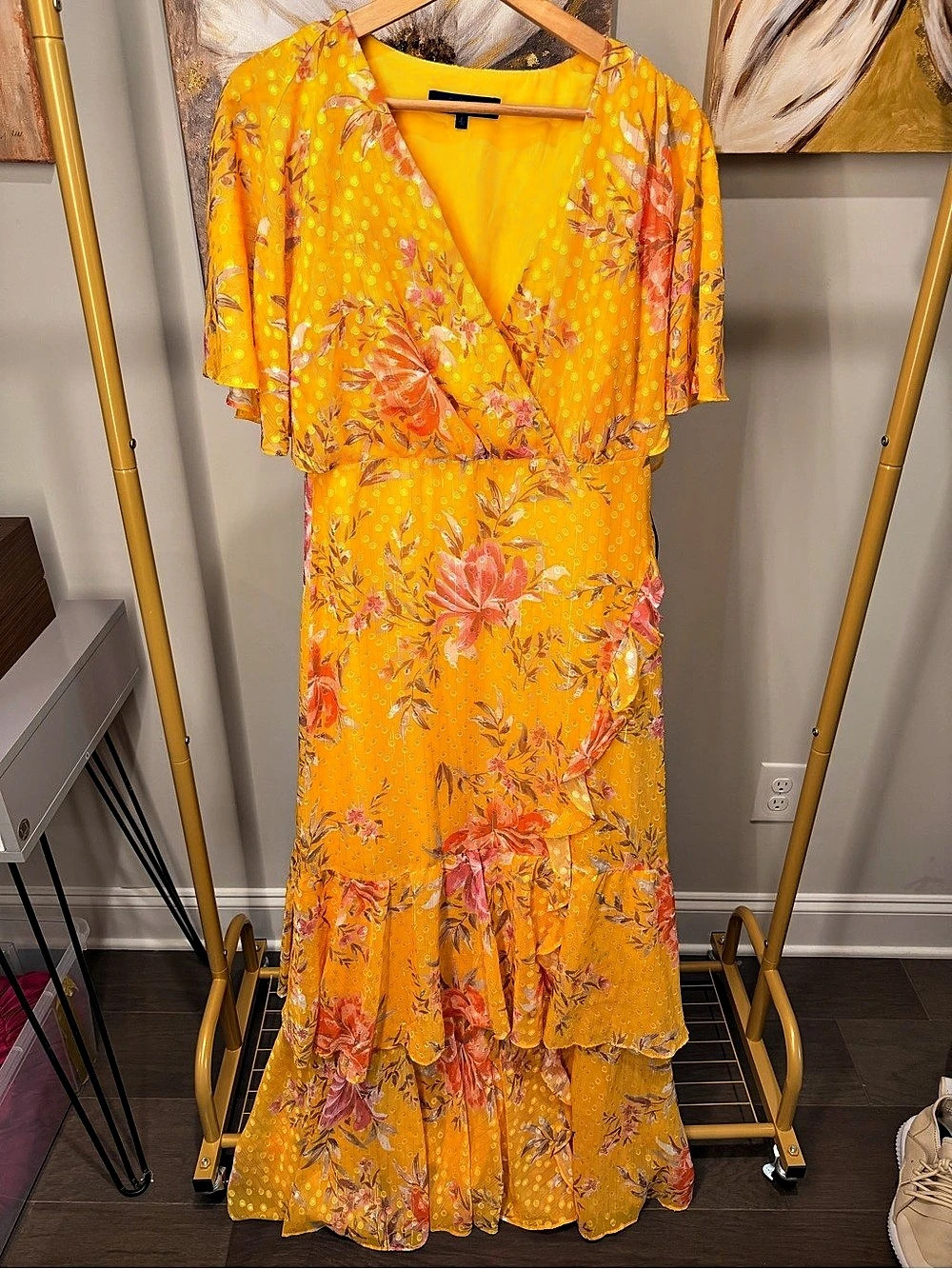 Rachel Roy Floral Maxi Dress in Orange & Pink Size 8